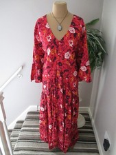 Image of BEAUTIFUL LORALETTE/ EVANS PINK FLORAL SUMMER DRESS SIZE 30/32 BNWT