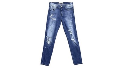 Flying Monkey Jeans Womens 28 Blue Distressed Mid Rise Skinny Stretch Denim