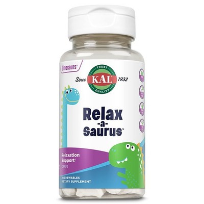 Relax A Saurus Stress Relief Supplement For Kids 30 Chewable Tablets Grape Fl...