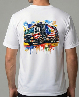 3XL Waste Management White Polyester Shirt With WM Truck Logo On Left Chest/Back