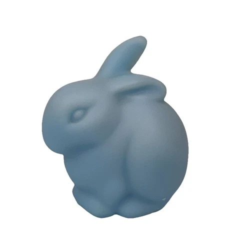 VTG Fenton Blue Satin Glass Bunny Rabbit Figurine 3” Rare Unpainted #5162 Logo