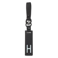 Initial Letter Keychain, PU Leather Alphabet Keychain Black Letter-H