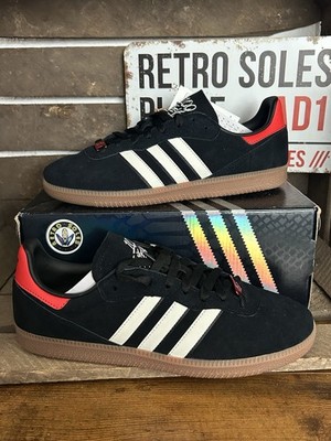 Adidas x 100 Thieves Palos Hills schwarz weiß orange Wildleder UK Größe 8 2024