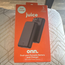 onn. Dual-Port Portable Charger 20W PD Fast Charge USB-C/USB Black