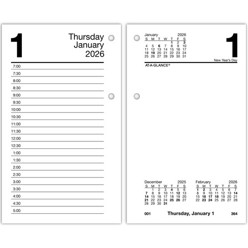 AT-A-GLANCE 2026 Recycled Daily Loose-Leaf Desk Calendar Refill