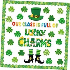 St.Patrick Day Bulletin Board Decoration Set Lucky Shamrock Borders Cutouts