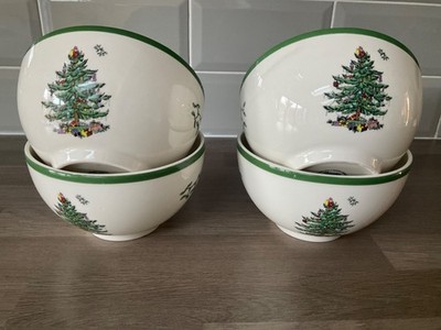 SPODE CHRISTMAS TREE MÜSLISCHALEN SUPPENSCHALEN 15cm SET X 4 NEU UNBENUTZT STAPELBAR