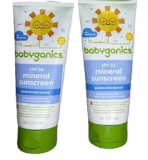 2 X Babyganics Broad Spectrum SPF50 Mineral Sunscreen 6floz SEALED!