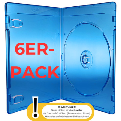6 Blu-ray Leerhüllen 7mm slim für je 1 BD / CD / DVD blau Hülle Box Case Leerbox