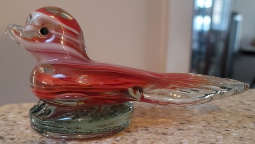 PÁJARO VIDRIO ENCANTADO CARLSBAD De Colección Años 70 Rojo REMOLINO - Imagen 1 de 3
