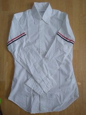 NWOT Thom Browne White Poplin Grosgrain Arm Stripes Button Down 14.5-32 TB1