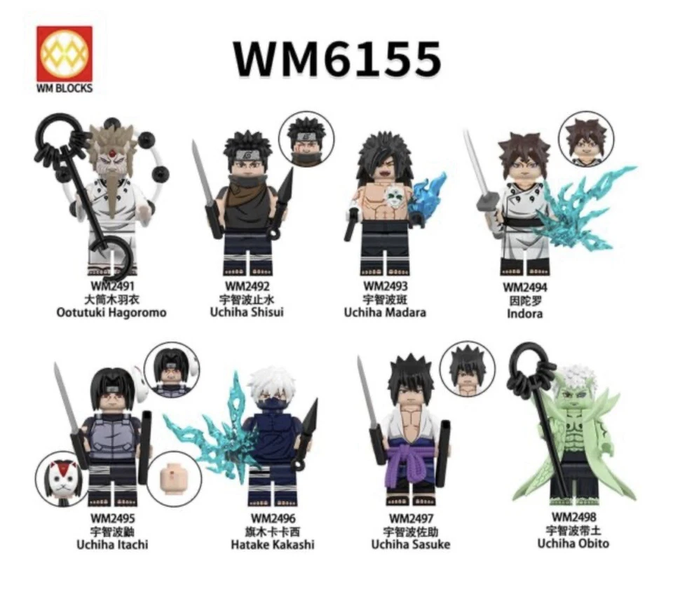 2 inch Custom Naruto Shippuden Sasuke Uchiha Minifigure with Base New/Mint - Image 2 of 2