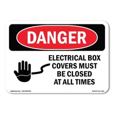 Electrical Box Covers Must Be Closed ANSI Danger Sign Metal Plastic Decal