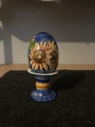 Hand-Painted Ceramic Floral Egg Cup Set, Blue Multicolor Novelty, 2-Piece — photo 3