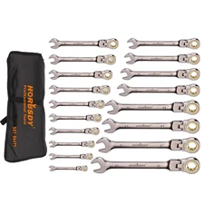 18Pcs Flexible Ratchet Wrench Spanner Set Metric 6-30mm 72-Tooth Crv Steel Pouch