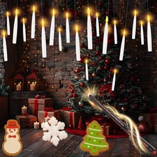 Floating Candles with Wand 20 Pcs Magic Hanging Candl-ES Halloween Battery Op...