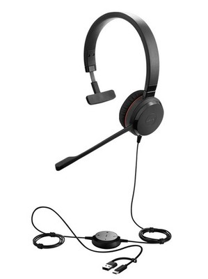 Jabra Evolve 30 II, Microsoft Teams Certified Mono Corded Headset with Call Cont