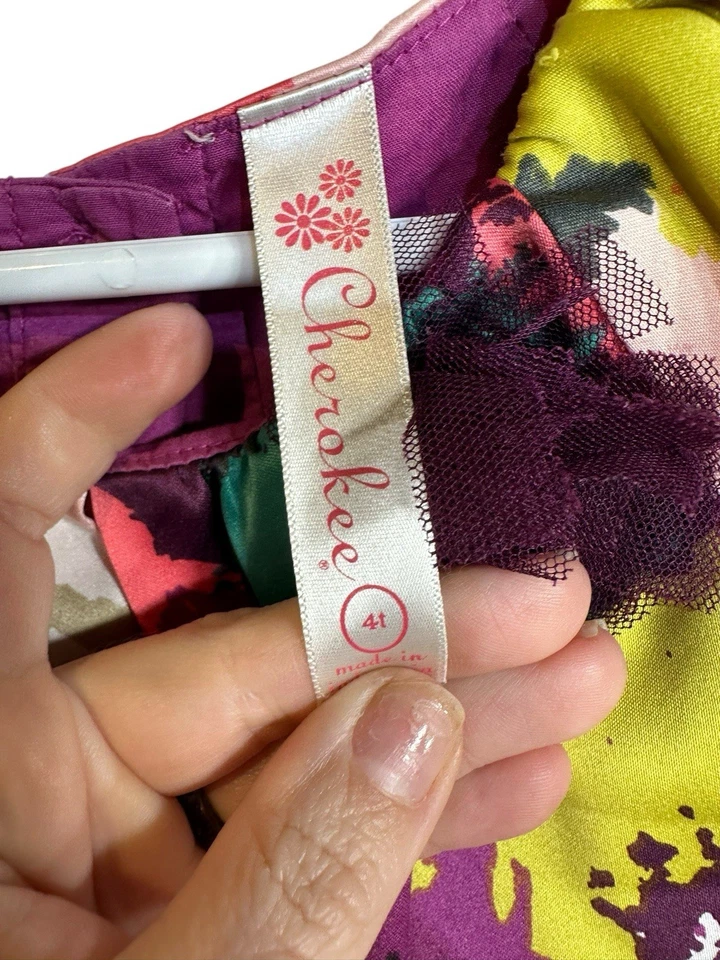 cherokee toddler girls floral flowers sleeveless dress size 4T - Image 2 of 4