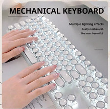 DT100 Typewriter Style Wired Mechanical Keyboard, 104 Keys White or Black thumbnail