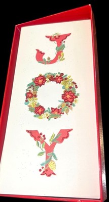 12 Papyrus Joy Wreath Gold Foiled Cards Sparkle Handmade Holiday Boxed 16 Seals