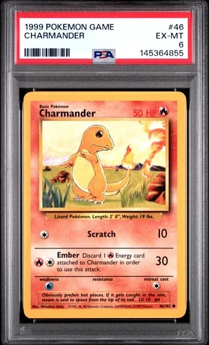 1999 POKEMON BASE SET UNLIMITED #46 CHARMANDER PSA 6