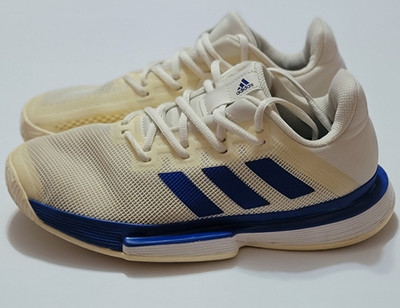 adidas Solematch Bounce White/Blue Tennis Court Lace-Up Sneakers US M/Y 6.5