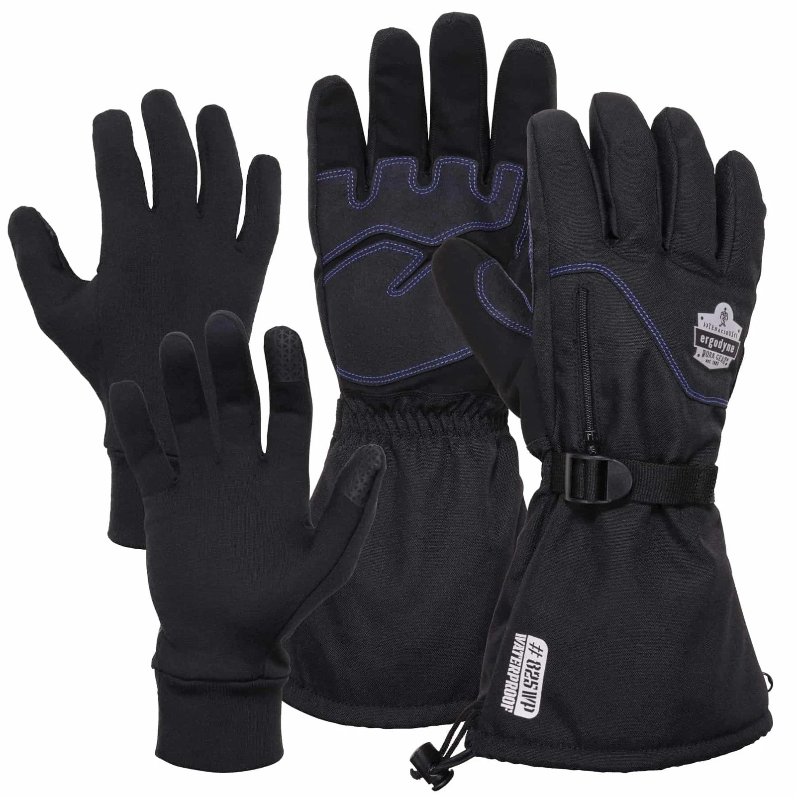 ProFlex 825WP Winter Work Gloves with Removeable Waterproof Shell, Black, Ext...