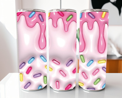 20 OZ Stainless Steel Sprinkles Drip 3D Cupcake Tumbler SUBLIMATION
