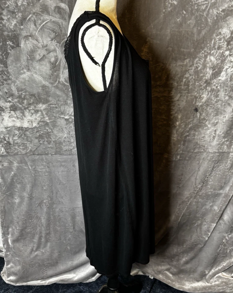 Vestido Ambrielle para mujer XL negro encaje acento sin mangas vestido sin mangas cuello en V camisón Foto 4 de 4