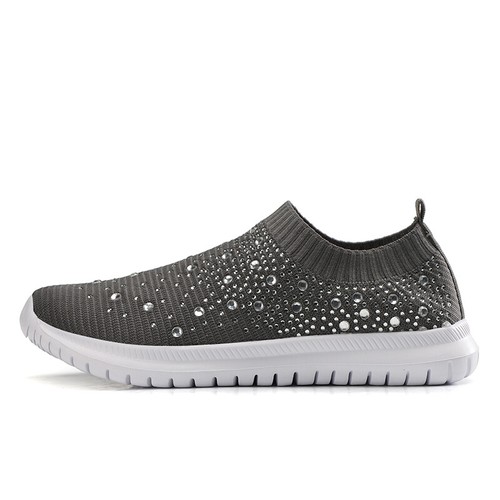 Mujer Brillo Brillante Tenis Damas Informales Sin Cordones Entrenadores Calcetín Zapatos Talla - Imagen 21 de 35