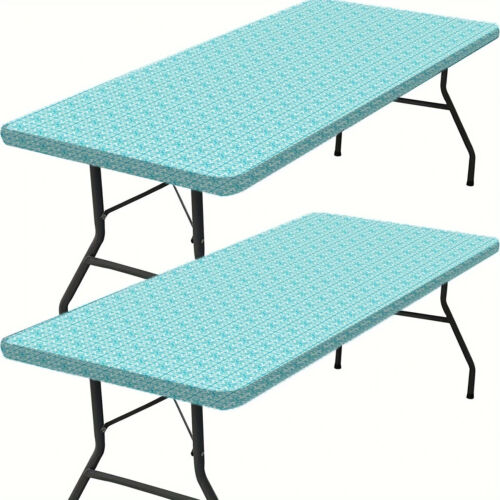Elastic Picnic Tablecloth 6FT Fitted Cover 30x72in Waterproof Rectangle Outdoor