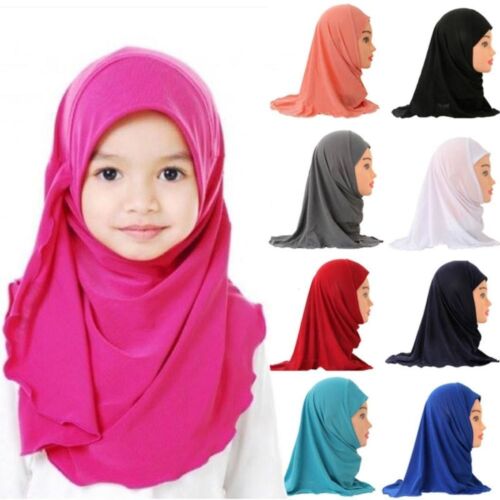 Girls Kids Muslim Hijab Islamic Scarf Shawls Children  Turban 2 to 7 years old - Picture 1 of 16