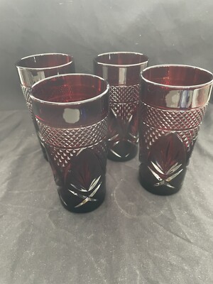 Set Of 4  Antique Ruby  Red Tumblers Cristal D arques-Durand Luminarc France
