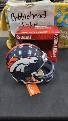 NIB DENVER BRONCOS VSR4 RIDDELL MINI NFL FOOTBALL HELMET LOGO BLANK
