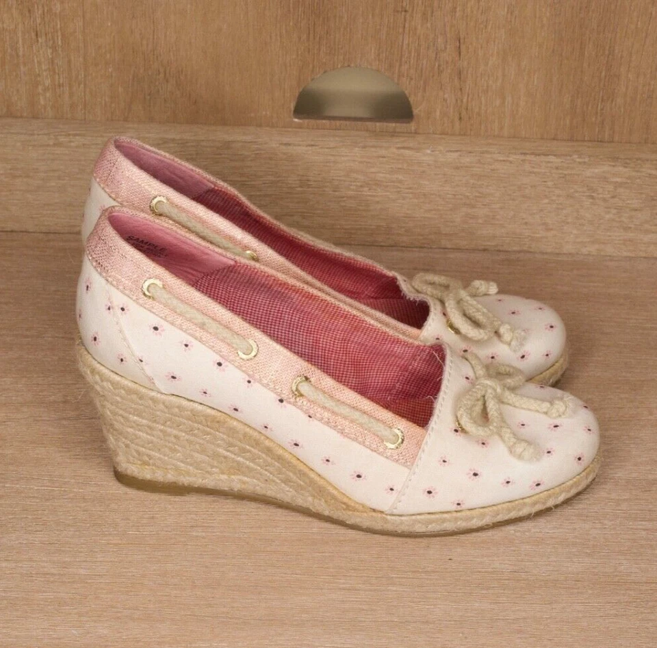Tacones Sperry D2494 Mujer Rosa Tostado Floral Lona Tacones de Cuña Talla 6M Foto 2 de 4