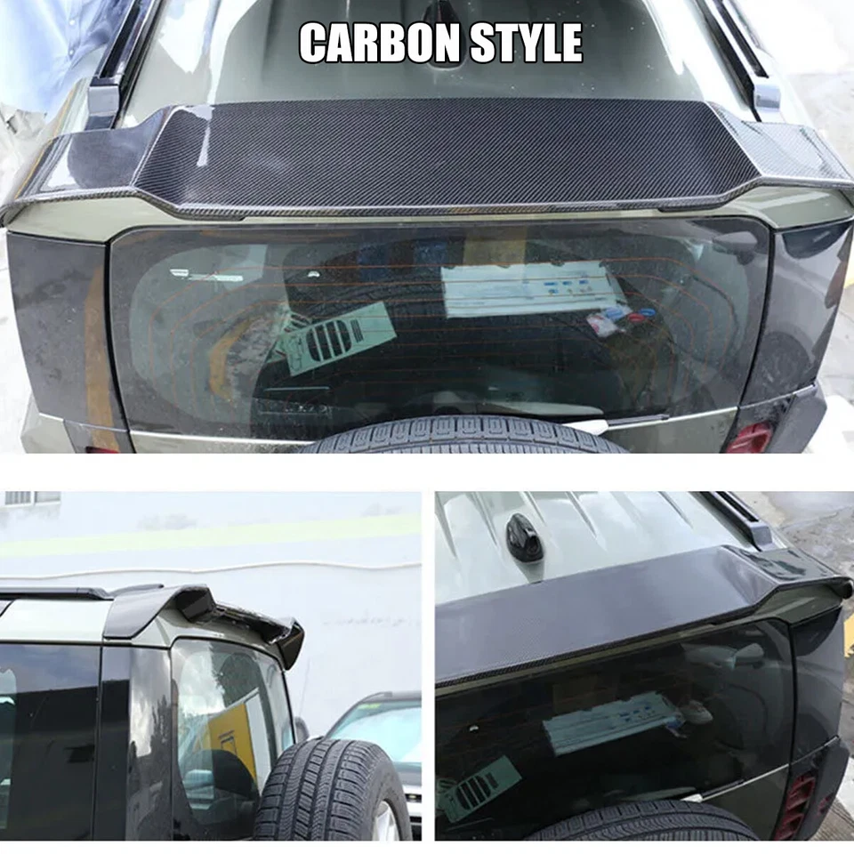 For Land Rover Defender 90/110 2020-2024 Carbon Look Rear Tail Roof Spoiler Wing - Image 2 of 4