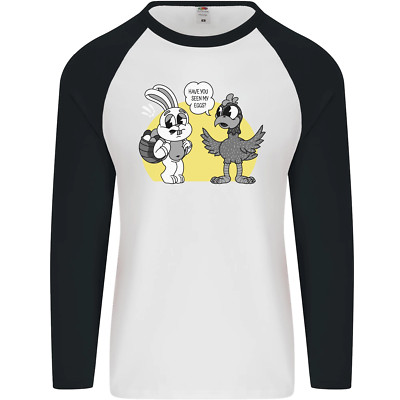 Lustiges Baseball-T-Shirt Ostern Hühnereier & Hase Herren L/S