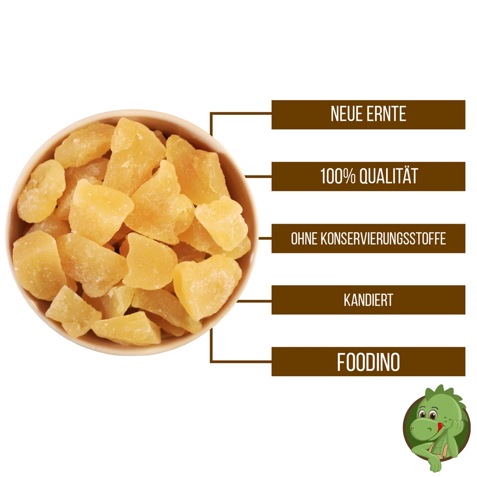 Ingwer Stücke getrocknet leicht kandiert 1kg Ingwerstücke ungeschwefelt Premium - Bild 2 von 3