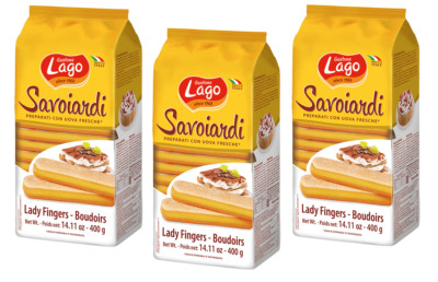 3x Gastone Lago Savoiardi Traditionelle Sardische Kekse mit Zitronenaroma 400g