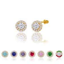14kt Solid Gold Kids Round Screwback Stud Earrings