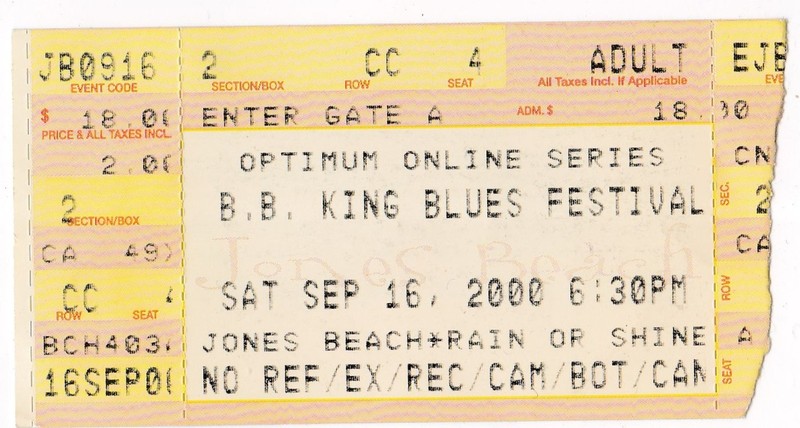 B. B. King Blues Festival Ticket Stub Sept. 16 2000 Original FREE US SHIPPING