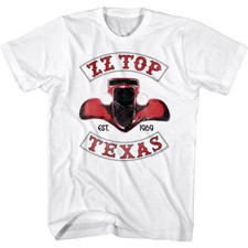 ZZ Top Eliminator Est Texas 1969 Men's T Shirt White Car Blues Guitar Style Rock