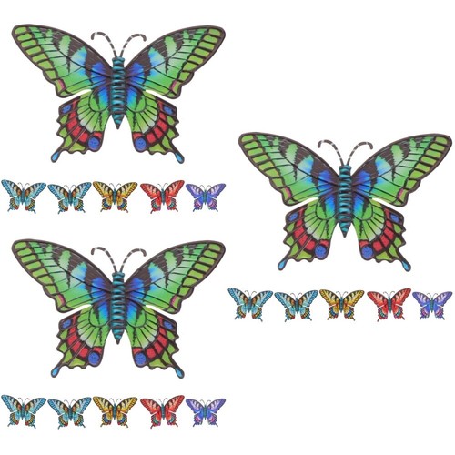 Set of 3 Outdoor Wall Decor Wrought Iron Butterfly Fence Decoration eBay