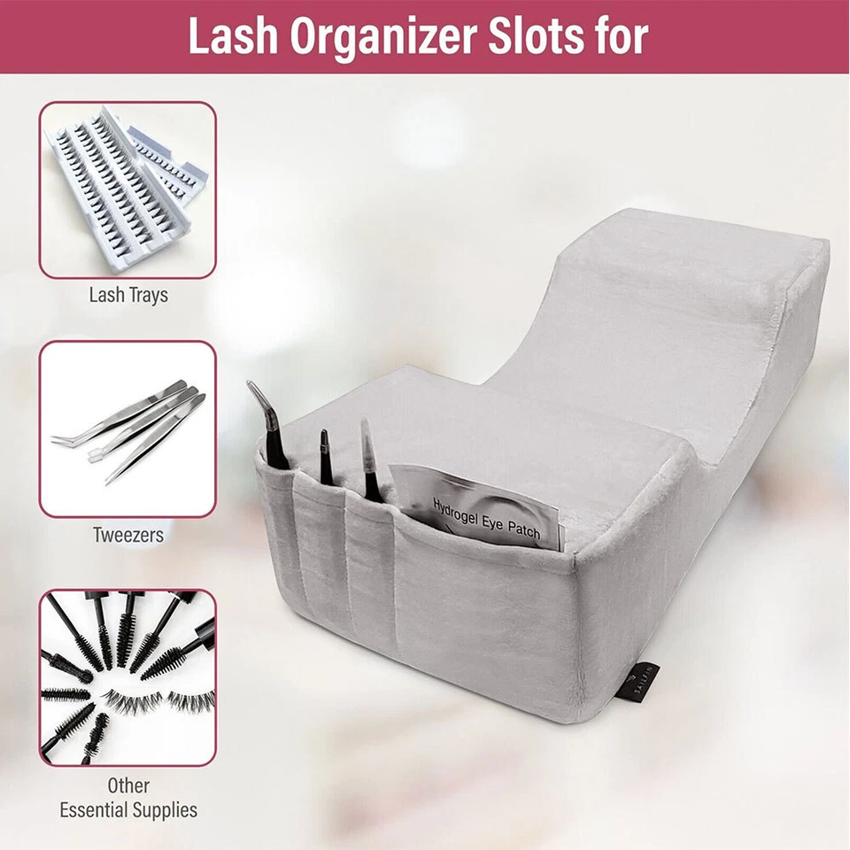 Almohada de pestañas gris extensión de pestañas en forma de U soporte de cabeza con espuma viscoelástica suave Foto 3 de 4