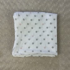 Aden  Anais Pink Gray Polka Dots Baby Swaddle Blanket White Muslin Cotton Lovey