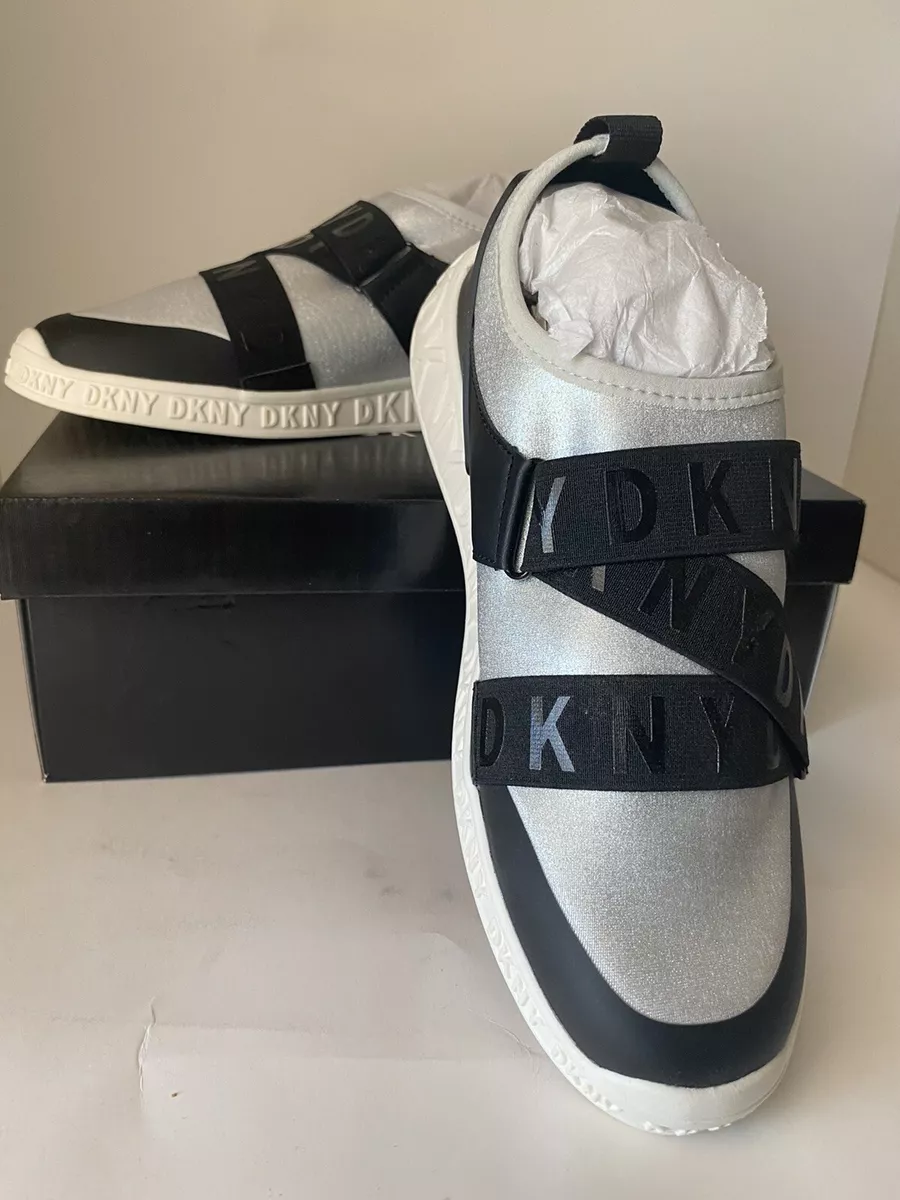 DKNY Girls Allie Strap Shimmer Casual and Fashion Sneakers Shoes Silver Sz 5