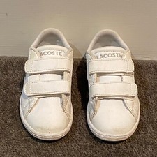 Children  s Lacoste Sneakers - White - Size 7C - Pre loved - Good Condition