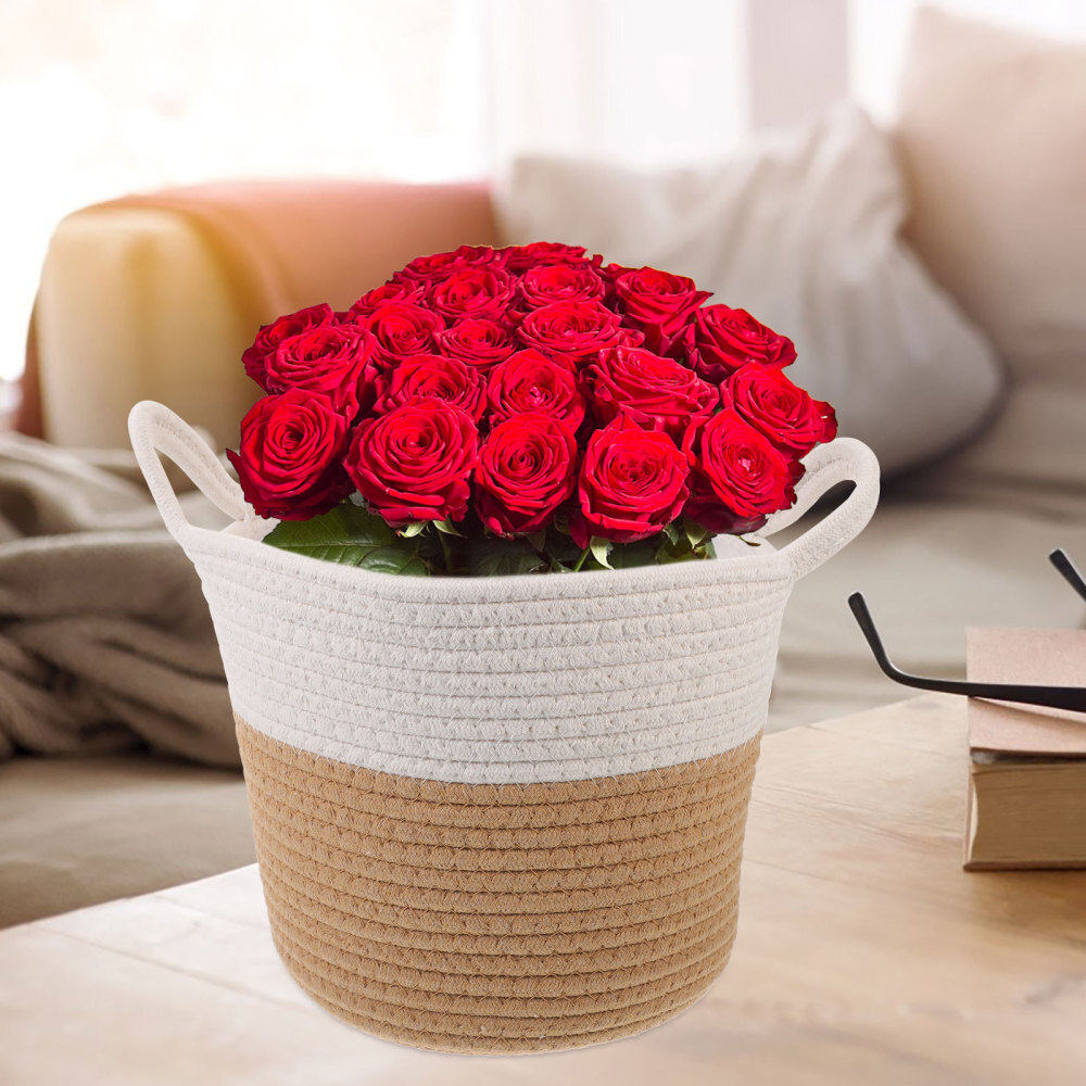 Laundry Hamper Basket with Lid for Indoor Plant Storage or Organization-image