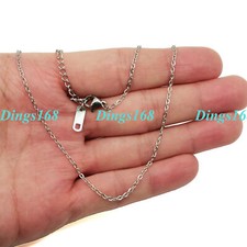 Real 18K White Gold Filled Tarnish-Resistant 1.5mm Cable Chain Necklace H076W