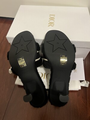 Dior ♡美品♡ブラック ミュール ポインテッドトゥ Dway Heeled Slide Cotton Embroidered with Metallic Thread and